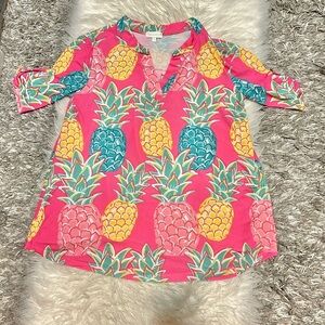 Pink Pineapple Print Tunic Top